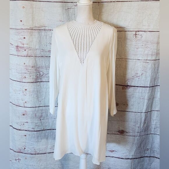 A.L.C. Allie Crochet Insert Crepe Dress Size 6 - Picture 2 of 6